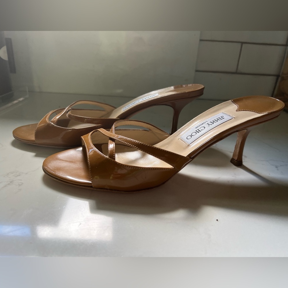 Jimmy Choo new mule sandal camel patent leather EU39